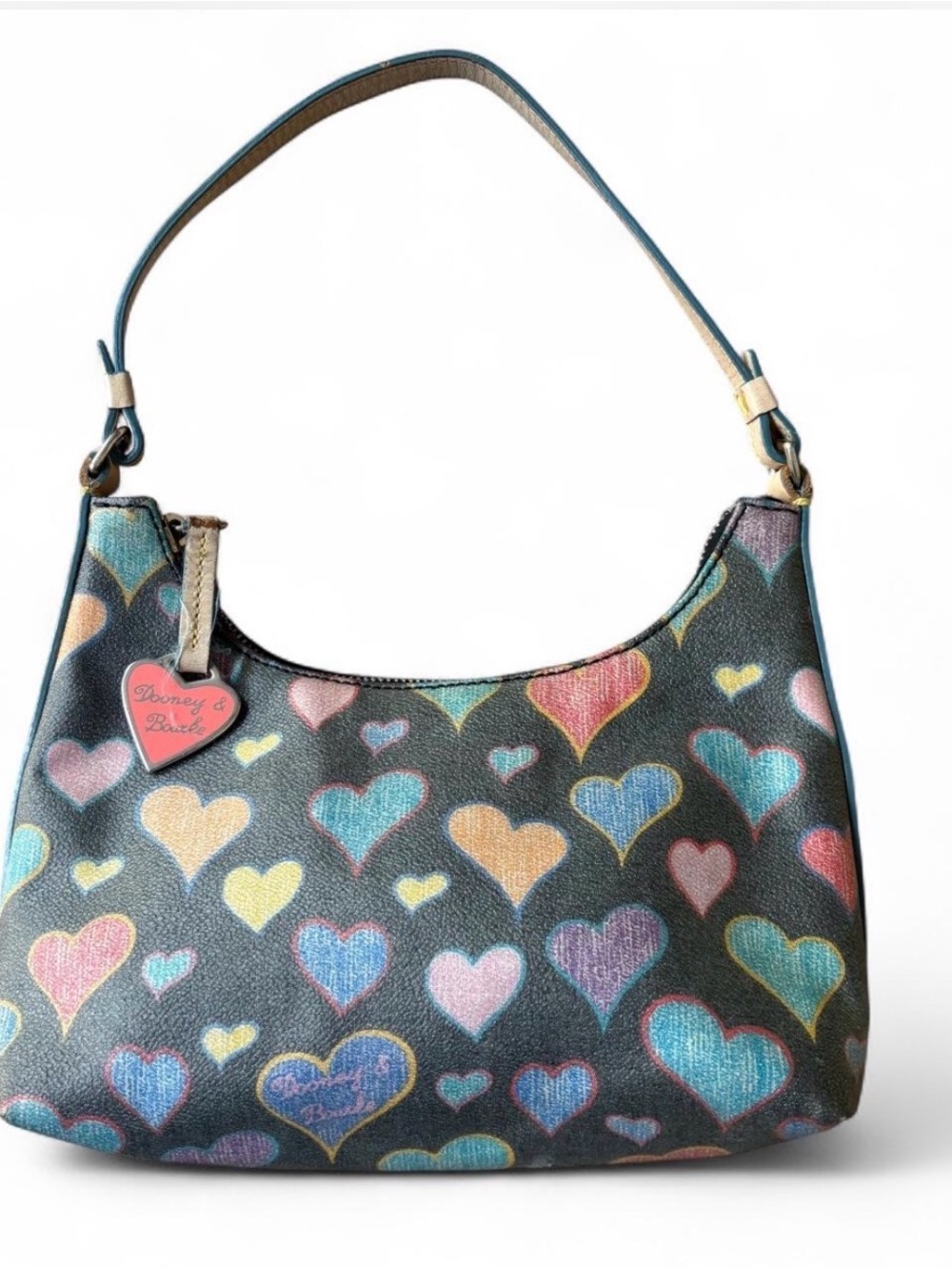 Y2K Dooney & Bourke Rainbow Scribble Heart Shoulder Bag